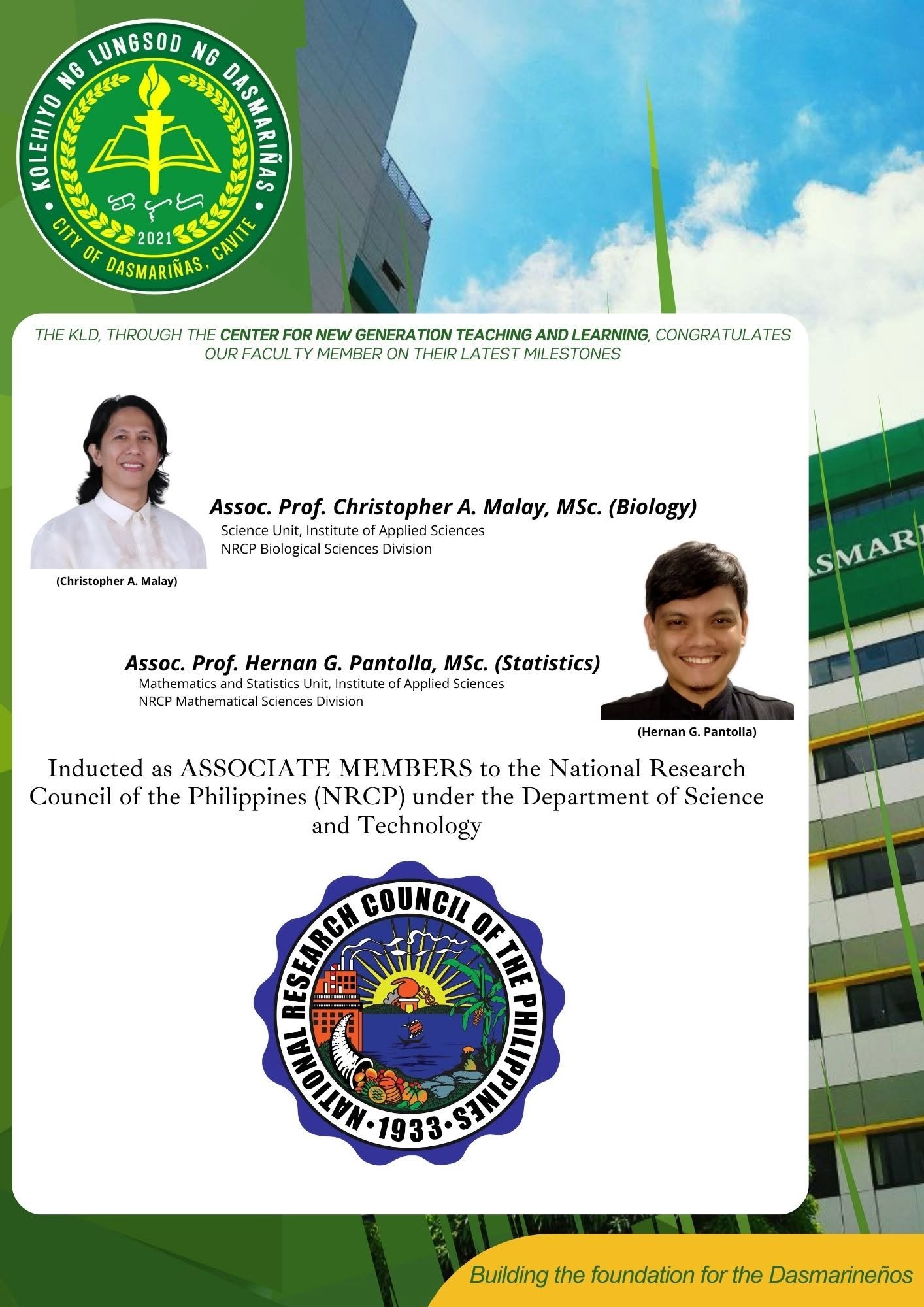 Member of NRCP under DOST